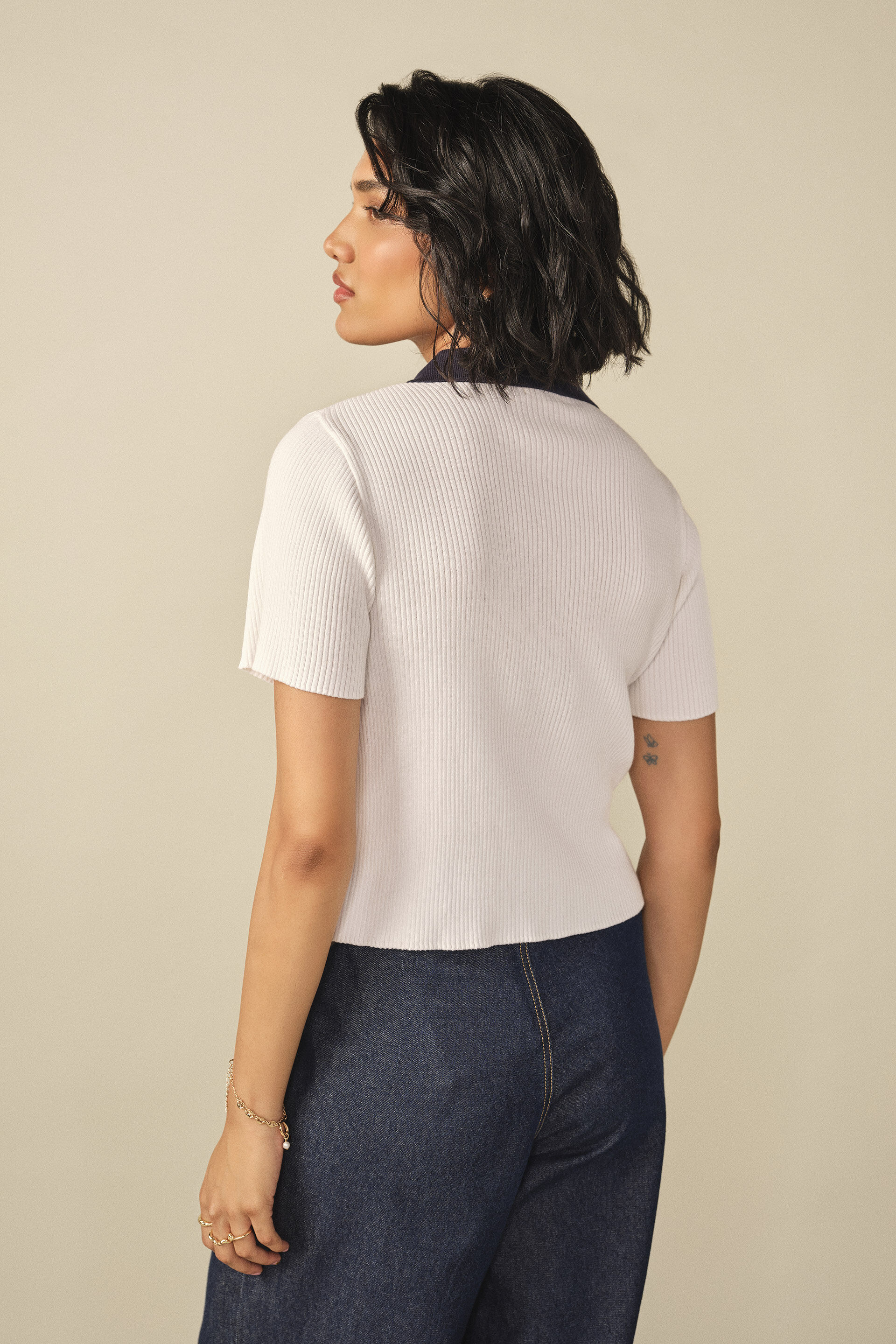 Collared T-shirt in Off White, Off White, image 6